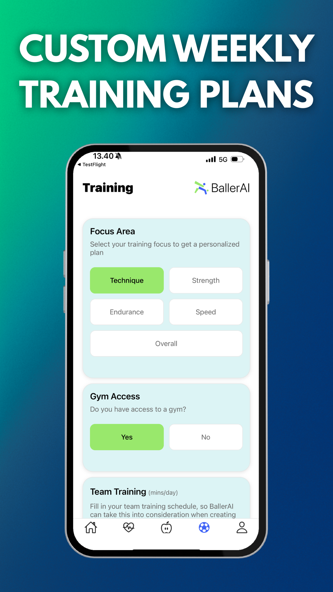BallerAI Training Screenshot